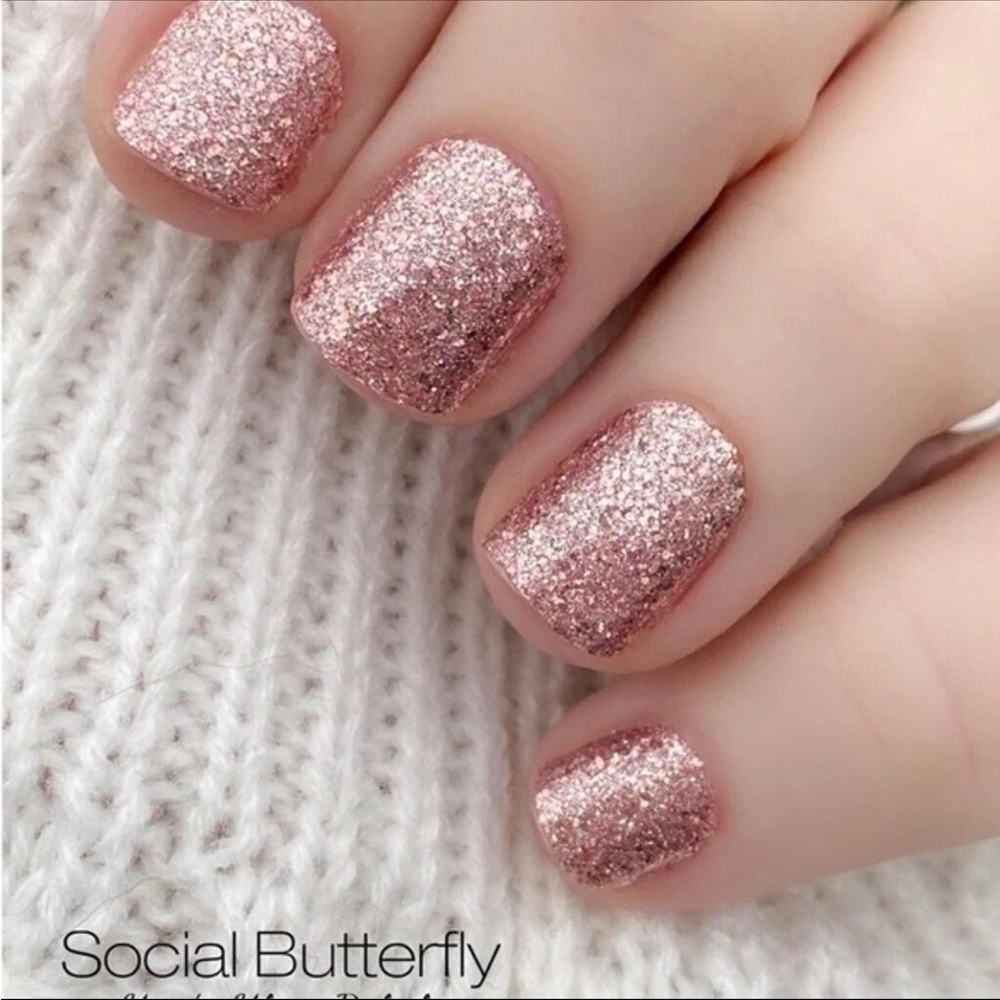 *Retired* Color Street: Social Butterfly | Rose Gold Glitter Pink Metallic Party - Picture 7 of 16